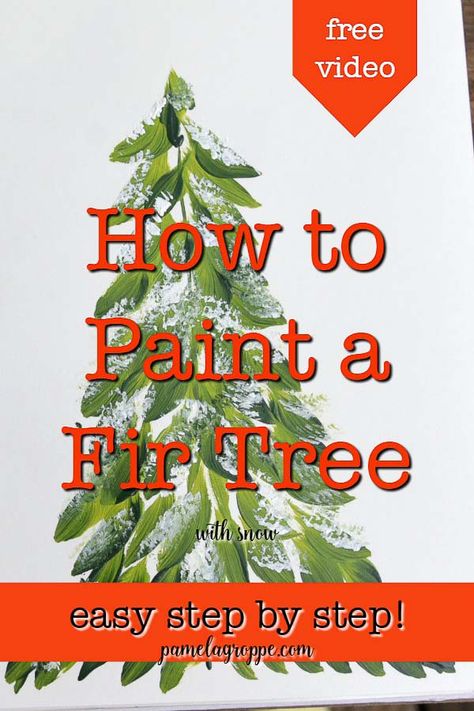 Paint Evergreen Trees, Christmas Tree Canvas, Noelle Silva, Christmas Paintings On Canvas, Fir Trees, Christmas Tree Painting, Learn How To Paint, Holiday Painting, Easy Canvas Painting