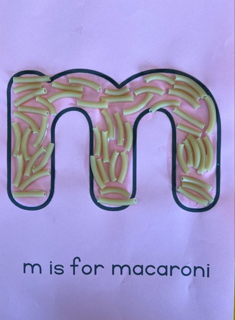 Letter M Pre K Activities, Letter M Art Preschool, M Letter Craft, M Crafts For Toddlers, M Crafts For Preschool, Macaroni Crafts For Kids, M Is For Craft, Letter M Crafts For Preschoolers, Letter M Activities For Preschool