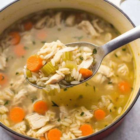 Easy Homemade Chicken and Rice Soup Recipe Home Made Chicken And Rice Soup, Chicken And Rice Soup In Crockpot, Chicken Rice Veggie Soup, Homemade Chicken Soup With Rice, Cooking Chicken For Soup, Chicken Soup Rice Recipes, Instantpot Chicken Soup, Low Calorie Chicken And Rice Soup, Chicken And Rice Vegetable Soup