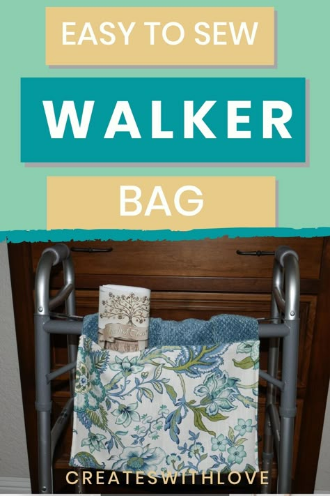 Walker Bag Tutorial, Walker Bags, Quilted Items, Wheelchair Bags, Walker Accessories, Make A Bag, Walker Bag, Bags Pattern, Stroller Bag