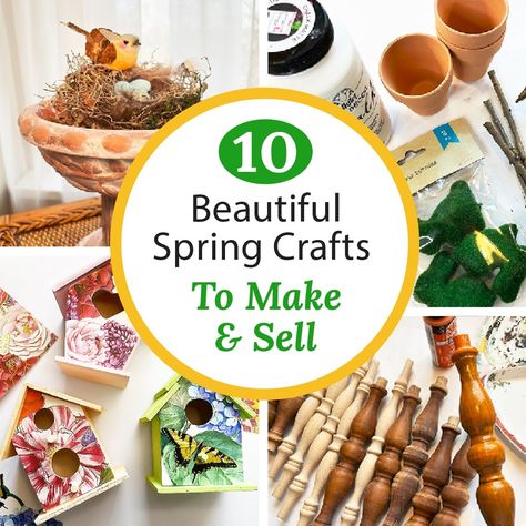 10 Beautiful Spring Crafts to Make and Sell < Craftidly Spring Garden Crafts, Easter Crafts To Make, Sellable Crafts, Springtime Crafts, Spring Wood Crafts, Antique Booth Ideas, Diy Spring Crafts, Easy Crafts To Sell, Trending Crafts