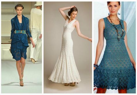 A roundup of free crochet dress patterns Crochet Evening Dress, Free Wedding Dress Patterns, Crochet Prom Dresses, Evening Dress Pattern, Dress Pattern Free, Crochet Wedding Dress Pattern, Vintage Crochet Dresses, Prom Dress Pattern, Crochet Dress Pattern Free