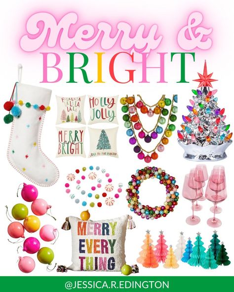 Rainbow Christmas Decorations, Rainbow Christmas Decor, Colorful Christmas Decorations, Rainbow Christmas, Merry And Bright Christmas, Rainbows Christmas, Merry Bright Christmas, Christmas Decorations For Kids, Pink Christmas Decorations