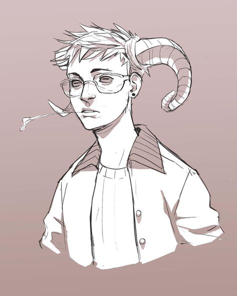 My Capricorn Friend, Horns Drawing References, Middle Ages Art, Goat Man, Boy Sketch, Goat Horns, Character Face, Monster Drawing, Person Drawing