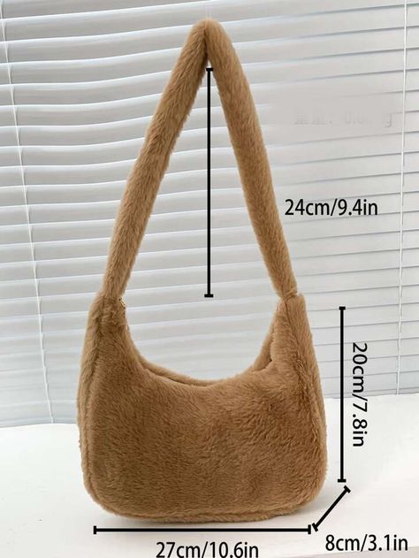 Women Mini Plush Solid Color Shoulder Bag, Casual Fluffy Handbag Perfect For Everyday Use, Work, Shopping, Date, Crossbody, Underarm Bag | SHEIN USA Fluffy Bags, Shopping Date, Fluffy Bag, Baguette Bag, Underarm Bag, Cartoon Design, Modest Outfits, Crossbody Bags, Fashion Bags