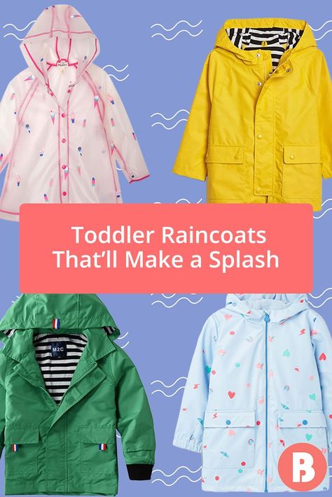 Make a Splash With These Too-Cute Toddler Raincoats Preppy Toddler, Toddler Raincoat, Baby Raincoat, Girls Rain Coat, Girls Raincoat, Rain Outfit, Toddler Rain Boots, Raincoat Outfit, North Face Kids