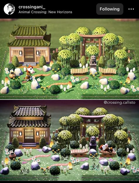 Acnh Ghibli, Acnh Zen Garden, Bilo Bilo, Acnh Japanese, Cottagecore Animal Crossing, Ac Ideas, Japanese Animals, Animals Crossing, Ac New Leaf