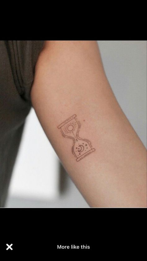 Fine Line Hourglass Tattoo, Hourglass Tattoo Simple, Sand Timer Tattoo, Ateez Tattoo, Worst Tattoos Ever, Left Arm Tattoo, Left Arm Tattoos, Worst Tattoos, Full Tattoo