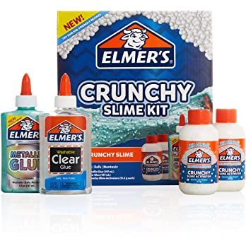 Amazon.com: Elmer’s Crunchy Slime Kit | Slime Supplies Include Metallic Liquid Glue, Clear Liquid Glue, Crunchy Magical Liquid Slime Activator, 4 Count : Toys & Games Slime With Elmers Glue, Metallic Slime, Slime Activator, Slime Collection, Slime Kits, Slime Supplies, Galaxy Slime, Crunchy Slime, Slime No Glue