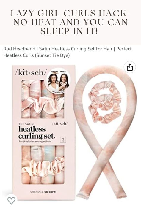 Clip, twist, secure and sleep! Heatless curls overnight are made SO easy with this new set from Kitsch, I am obsessed with mine! #affiliate Hair Curlers Overnight, Soft Curlers, Satin Heatless Curling Set, No Heat Curls Overnight, Heatless Curling Set, Sunset Tie Dye, Curls Without Heat, Heatless Curls Overnight, Heatless Curlers