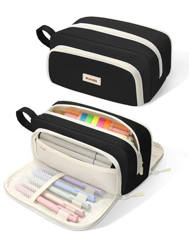 Black School Supplies, Pencil Case Aesthetic, School Supply Box, Cute Pencil Pouches, School Wishlist, Cool Pencil Cases, School Pouch, Stylish Pens, School Pencil Case