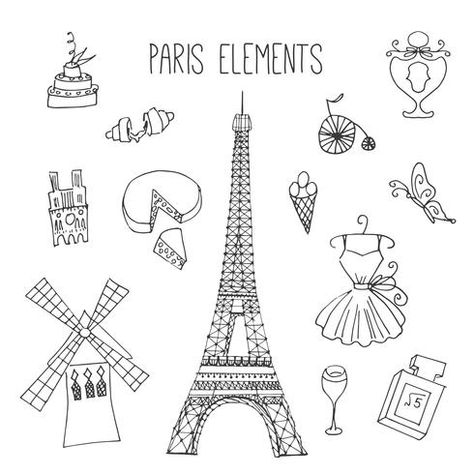 Eiffel Tower Illustration, Doodle Elements, Eiffel Tower Photography, Paris Illustration, Fashion Vector, Doodle Tattoo, Grad Cards, Bullet Journal Themes, Paris Theme