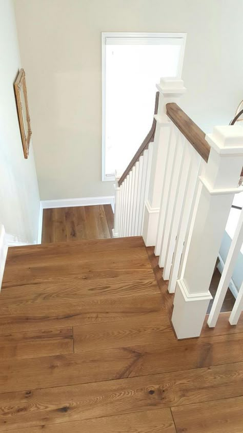 Light Brown Oak Floors, White And Light Brown Living Room, Timeless Hardwood Floors, Natural Wood Floors Living Room, Warm Lvp Flooring, Medium Brown Floors, Medium Brown Wood Floors, Medium Brown Flooring, Medium Tone Wood Floors