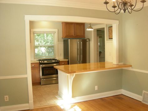 Cottage Kitchen Remodel Cottage Kitchen Remodel, Half Wall Kitchen, Removing A Wall, Maple Butcher Block, Butcher Block Countertop, Beadboard Paneling, Cottage Bungalow, Open Kitchen And Living Room, Porch Windows