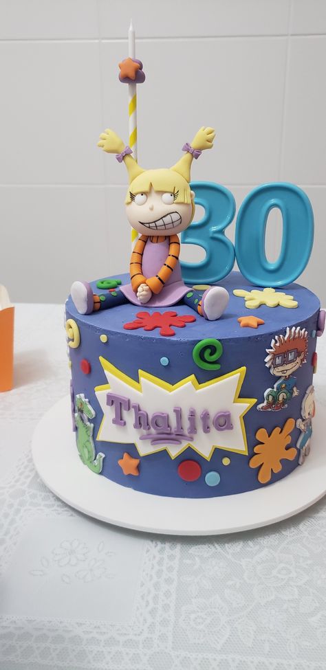 Rugrats Cake, Unique Birthday Cakes, Simple Birthday Cake, Fondant Decorations, Cookie Bags, Fondant Cake, Fondant Cakes, Cute Cakes, Kids Cake