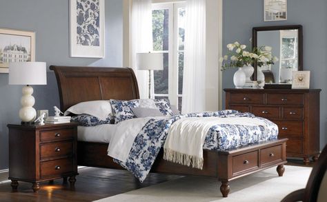 How to soften a dark wood bedroom set Cherry Wood Bedroom Furniture, Wood Furniture Bedroom Decor, Mahogany Bedroom Furniture, Cherry Wood Bedroom, Cherry Bedroom Furniture, Cherry Bedroom, Dark Wood Bedroom, Cherry Wood Furniture, Cherry Furniture