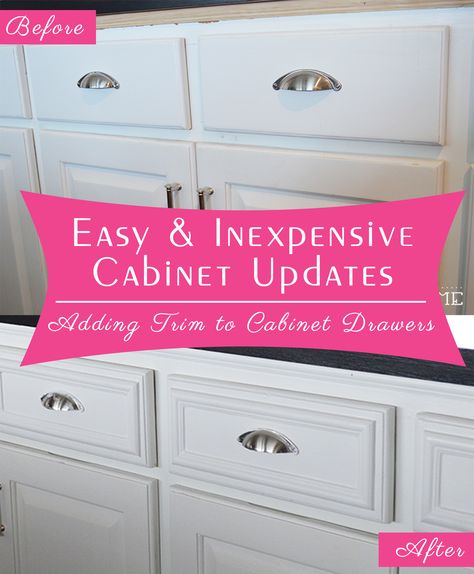 Easy and Inexpensive Cabinet Updates: How to add trim to cabinet drawers (kitchen drawers) Cabinet Drawers Kitchen, Drawers Kitchen, Update Cabinets, Diy Kitchen Renovation, Plywood Cabinets, Cabinets Drawers, Beautiful Cabinet, New Kitchen Cabinets, Kitchen Cabinets Makeover