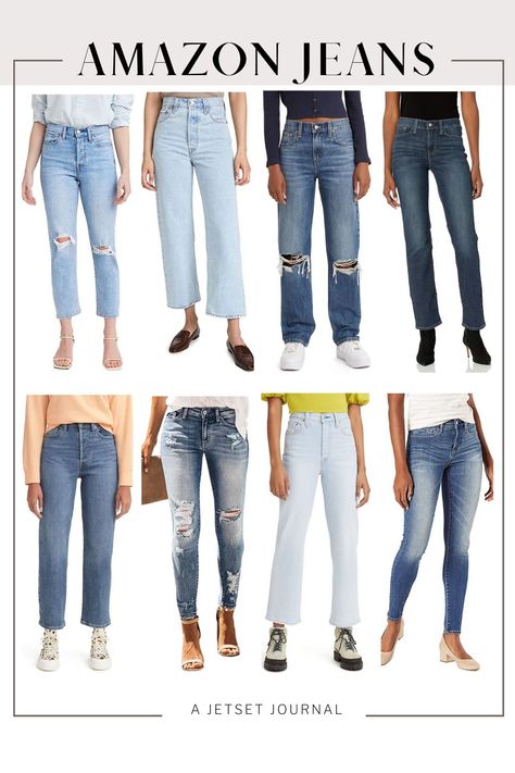 When it comes to shopping for jeans, Amazon is the go-to for the best women's jeans in all styles! With a vast selection of brands and styles, it’s no wonder that Amazon fashion has become the ultimate hub for finding the perfect pair of denim. In this women's fashion guide, we’ll introduce you to some of the top-selling jeans on Amazon, how to style jeans, best women's jeans and jeans outfits for every season, all of which can be delivered to your doorstep in no time. Best Amazon Jeans, Jeans On Amazon, Amazon Jeans, Jeans Amazon, Ripped Jeans High Waisted, Best Jeans For Women, Cheap Jeans, Trendy Denim, Jeans Outfits