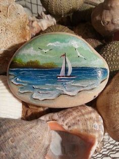 Painted Rock Art, Art Pierre, Painting Collection, Sea Landscape, Painted Rocks Kids, Painted Rocks Diy, Rock Painting Ideas Easy, Rock Painting Patterns, Paint Rock