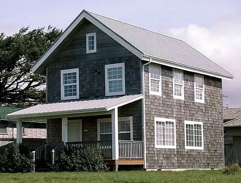 CountryPlans Two Story Universal Cottage Tiny Two Story House Plans, Simple Farmhouse Plans, Farmhouse Simple, Country Farmhouse Plans, Tiny Farmhouse, Small Country Homes, Cottage Diy, Narrow Lot House, Cottage Plans