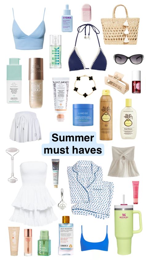 Holiday Must Haves Summer, Aesthetic Summer Accessories, Summer Wishlist 2023, Summer 2023 Must Haves, Summer 2023 Essentials, Summer Essentials List, Must Have Summer Items, Summer Shopping List Clothes, Summer Items Products