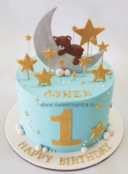 Blue Cake With Stars, 1st Birthday Cake For Boy, Cake With Stars, Birthday Cake For Boy, Birthday Cake Kids Boys, Cake For Boy, Cake Designs For Boy, 1st Bday Cake, Twin Birthday Cakes