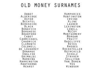 Last names for those rich characters of yours Cute Last Names For Characters, Southern Surnames For Characters, Old Money Last Name Ideas, Book Last Names, Last Names Ideas For Characters, Names That Mean Life, Weird Names Ideas, Cool Names For Characters, Story Character Names