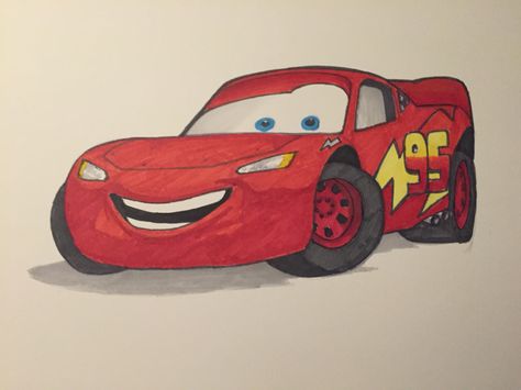 Lighting Mcqueen Sketch, Lighting Mcqueen Painting, Lighting Mcqueen Drawing, Drawing Lighting, Mc Queen Cars, Lighting Mcqueen, Queen Drawing, Cars Art, Sketches Pencil