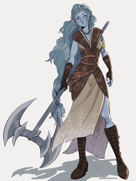 Water Genasi Barbarian Female, Dnd Ocean Character, Dnd Sea Characters, Water Genasi Barbarian, Dnd Space Character, Water Cleric, Water Genasi Paladin, Cleric Dnd Art, Dnd Characters Ideas Character Inspiration