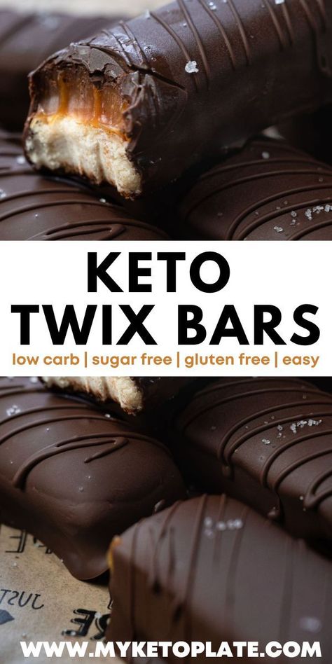 Make your keto twix bars at home with a crispy crust and a delicious caramel filing, then coated with chocolate, using only a few easy ingredients with only 3g net carbs per serving. Keto Twix Bars, Keto Plate, Bars At Home, Twix Bars, Low Carb Candy, Twix Bar, Keto Bars, Sugar Recipes, Keto Candy