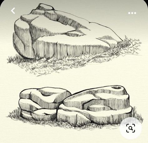 Dirt Drawing Reference, Land Drawings, Creek Drawing, Rock Sketch, Landscape Drawing Tutorial, Cartoon Forest, Drawing Rocks, Draw Water, Pencil Drawings For Beginners