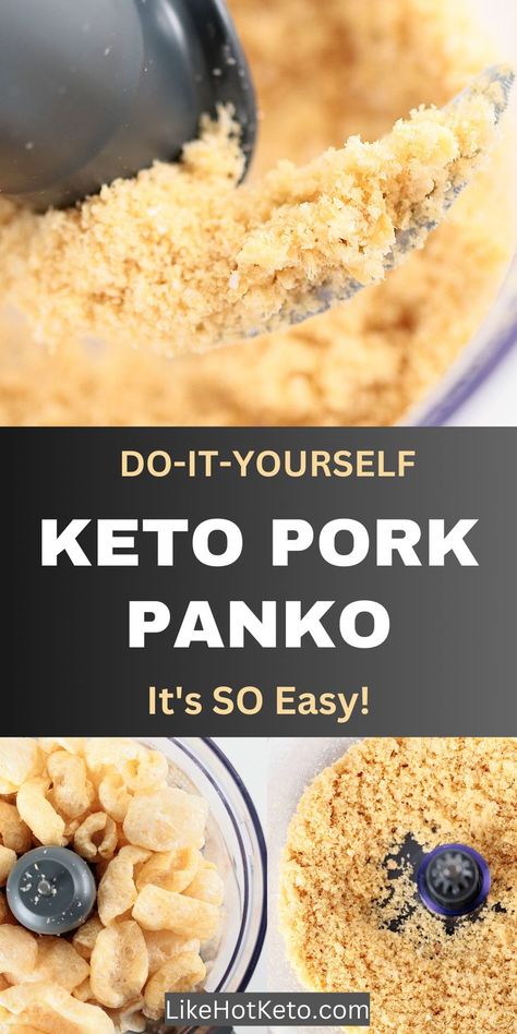 Carnivore pork panko breadcrumbs in a food processor. Pork Rind Bread Crumbs, Pork Panko Recipes Keto, Keto Panko Crumbs, Carnivore Pork Rinds Recipes, Panko Meatloaf, Panko Recipes, Pork Panko, Carnivore Meals, Pork Rind Recipes