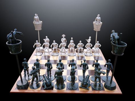 Handmade Chess Set, Pirate Crew, Golden Age Of Piracy, Chess Boards, Diy Tape, For The Last Time, Wood Games, Kings Game, Chess Sets