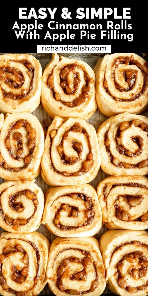 Apple Cinnamon Sweet Rolls, Cinnamon Rolls Homemade Apple, Applepie Cinnamon Rolls, Apple Cinnamon Cinnamon Rolls, Apple Cinnamon Bagel Recipe, Cinnamon Roll With Apple Filling, Apple Recipes Using Apple Pie Filling, Apple Filling Cinnamon Rolls, Apple Cinnamon Roll Recipe