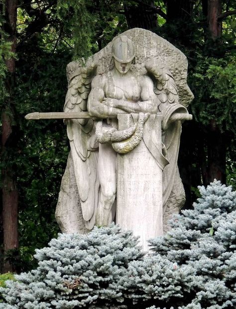 St Michael the Archangel grave marker at Lake View Cemetery, Cleveland, Ohio Cemetery Angels, St Michael The Archangel, Cemetery Statues, Michael The Archangel, Cemetery Art, Angels Among Us, Angel Pictures, Grave Marker, Cleveland Ohio