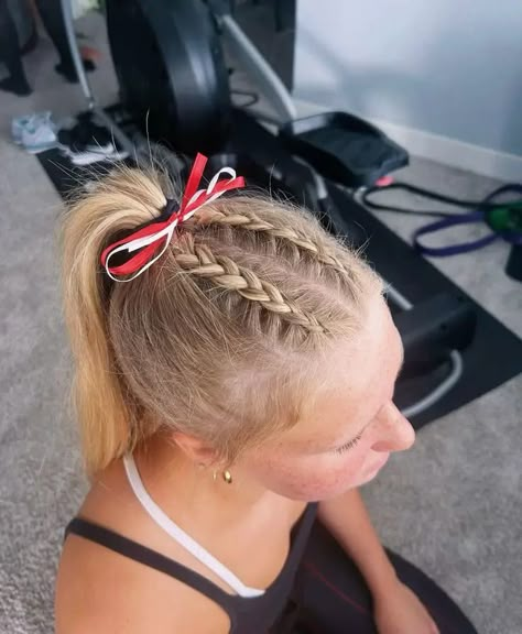 The Best Hairstyles for Gymnastics - NUTRI RUN CLUB Gymnastic Hairstyles For Meets, Simple Gymnastics Hairstyles, Gymnastics Meet Hairstyles For Long Hair, Gymnastic Meet Hairstyles, Hair For Gymnastics Meets, Gymnastics Hairstyles For Practice, Cute Gymnastics Hairstyles, Hair Styles For Cheer, Gymnastics Hair For Meets