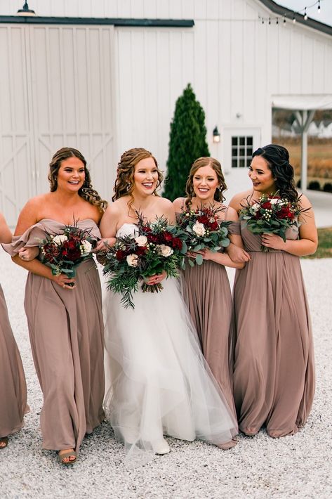 November Wedding Dresses, November Wedding Colors, Taupe Bridesmaid, Taupe Wedding, Taupe Bridesmaid Dresses, Fall Bridesmaids, Fall Bridesmaid Dresses, November Wedding, Burgundy Bridesmaid Dresses