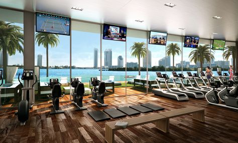 6 Luxury Hotel Gyms Around the World Luxury Gym, Hotel Gym, Muscle Abdominal, Fitness Facilities, Miami Real Estate, Gym Design, Luxury Condo, Conceptual Design, Morning Humor