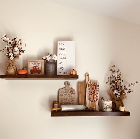 Floating Shelf Ideas, Shelves Decor, Floating Shelf Decor, Fall Decor Inspiration, Floating Shelf, Shelf Ideas, Autumn Theme, Shelf Decor, Pumpkin Patch