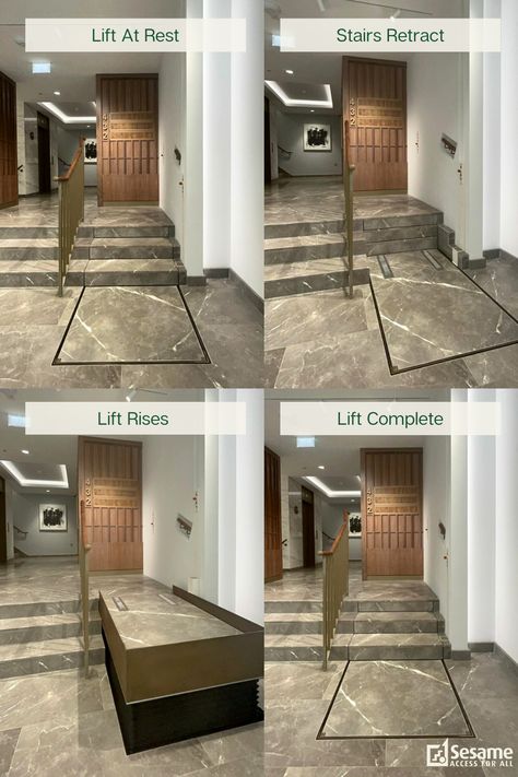 Sesame access retracting stairlift Disabled Interior Design, Accessible Design, Stairs And Elevator Design, Residential Elevator Interior Design, Disabled Access Architecture, Lift Interior Design Elevator, Accessibility Design, Social Media Icons Vector, Shaftless Home Elevator