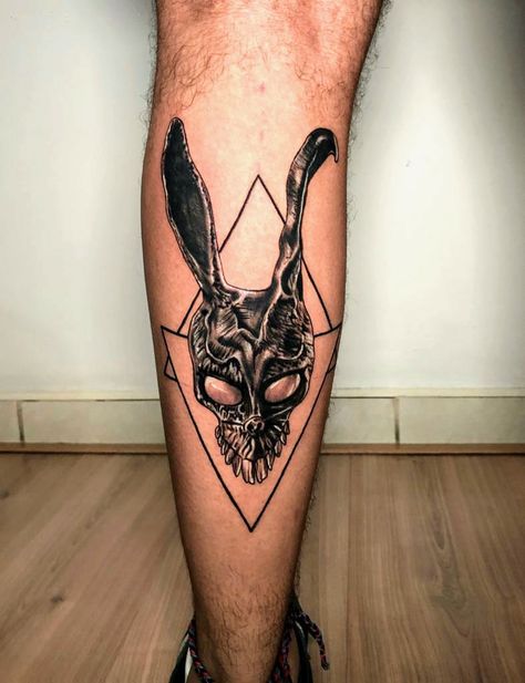 Donnie Darko Rabbit Tattoo, Frank The Rabbit Tattoo, Danny Darko Tattoo, Frank The Bunny Tattoo, Donnie Darko Tattoo Design, Frank Donnie Darko Tattoo, Donny Darko Tattoo, Donnie Darko Art, Donnie Darko Tattoo