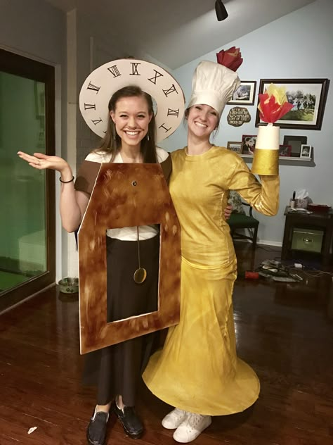 Cogsworth and Lumiere DIY Halloween costumes Beast Costume Diy, Diy Beauty And The Beast Costumes, Cogsworth Costume, Cogsworth And Lumiere, Beauty And The Beast Diy, Beauty And The Beast Costume, Beauty And The Beast Theme, Beast Costume, Beauty And Beast