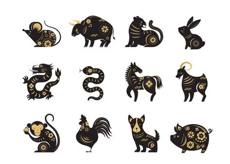 Zodiac Signs Animals, Chinese New Year Zodiac, Chinese Folk Art, Kids Cartoon Characters, Chinese Illustration, Chinese Calendar, Zodiac Years, Chinese New Year Greeting, Chinese Astrology