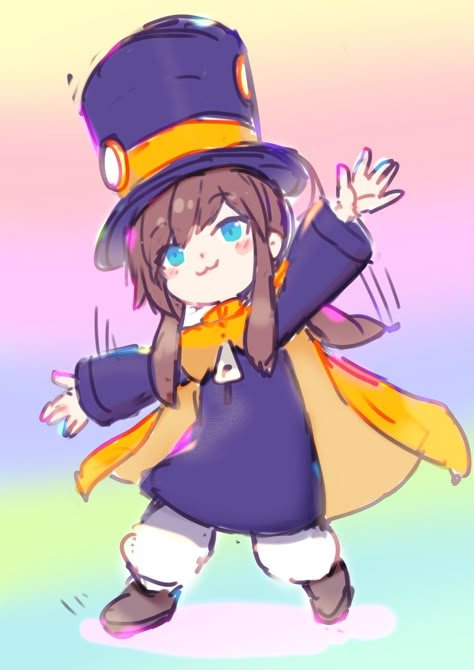 Hat Kid A Hat In Time, Hat In Time, Hat In Time Fanart, A Hat In Time Fanart, Silly Hats, Time Icon, Pokemon Waifu, A Hat In Time, Cute Memes