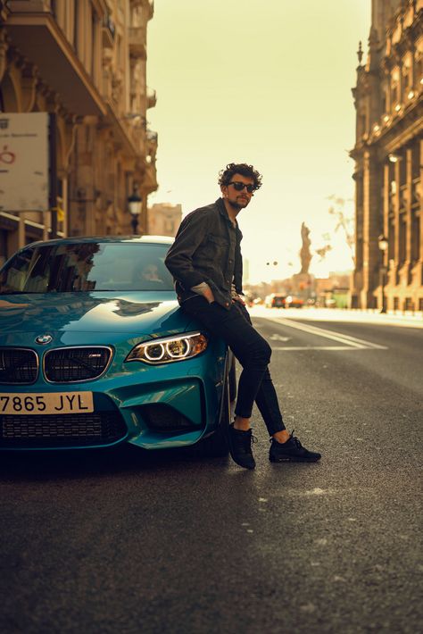 BMW M2 on Behance Mens Car Photoshoot, Men Cars Photography, Classic Car Photoshoot, Stil Masculin, Male Portrait Poses, Car Poses, Mode Hipster, Mens Photoshoot Poses, Male Models Poses