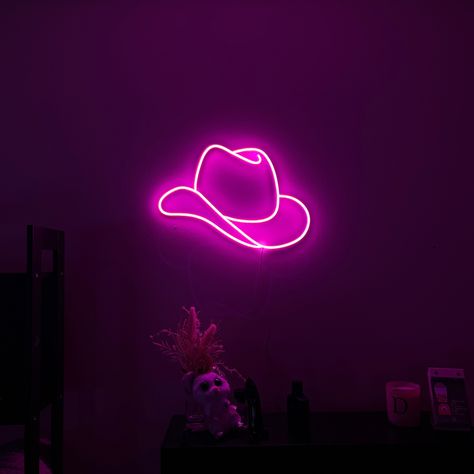 Bedroom Layout Design, Pink Neon Sign, Vintage Bedroom Decor, Cowgirl Gifts, Texas Art, Led Decor, Art Lamp, Nightstand Lamp, Vintage Bedroom