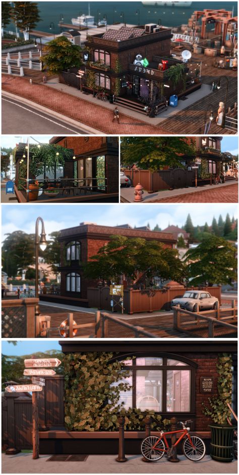 Sims 4 Restaurant, Brindleton Bay, Sims 4 Houses Layout, Sims Challenge, The Sims 4 Lots, Sims 4 House Plans, Sims Building, Sims Games, Sims 4 Mm