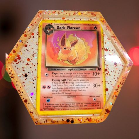 Resin coaster with classic Pokémon Card Dark Flareon Pokemon Coasters, Resin Products, Resin Coaster, Pokemon Cards, Marketing And Advertising, North Carolina, Etsy App, Selling On Etsy, Sell On Etsy