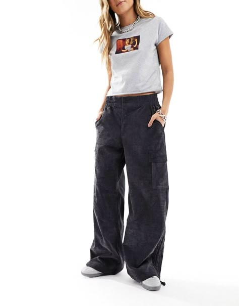 Leggings by Nike Make your jeans jealous Elasticized waistband Functional pockets Tie cuffs Wide leg 90s Style Black Cotton Cargo Pants, Ootd Cargo Noir, Women's Jordans, Black Cargo Style Full-length Jeans, Out Fit Jeans Noir, Jean Mom Noir, Black Cargo Outfit, Snazzy Outfits, Latest Jordans