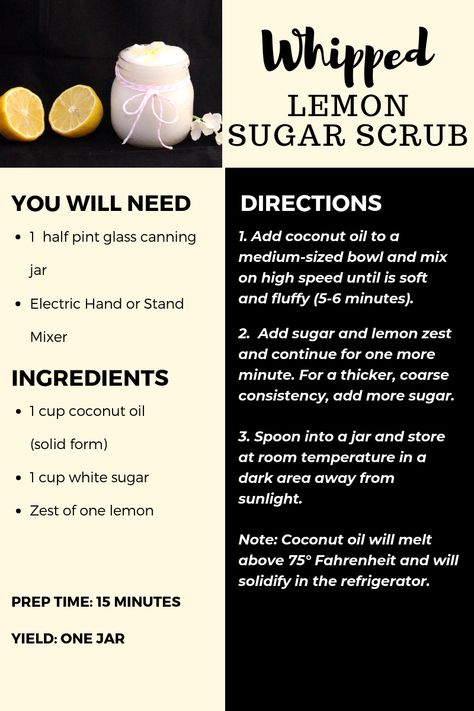 Style, Decor & More: Do-It-Yourself Whipped Lemon Sugar Scrub - All Natural Skin & Lip Care Sugar Lip Scrub Diy, Honey Lip Scrub, Lemon Scrub, Lemon Sugar Scrub, Whipped Sugar Scrub, Homemade Body Care, Whipped Honey, Lip Scrub Recipe, Lip Scrub Diy